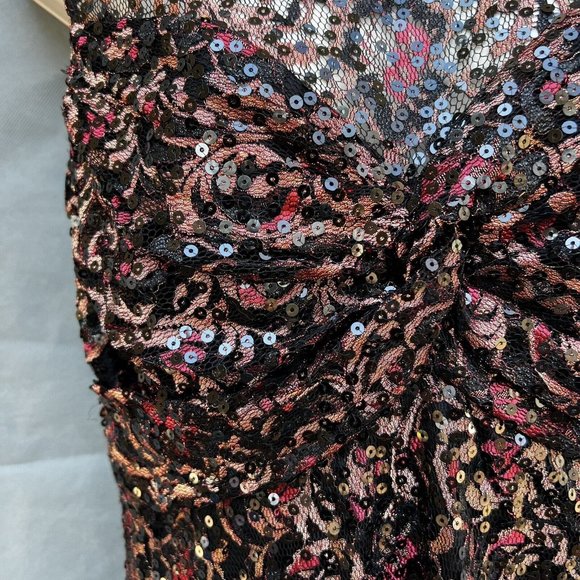 David Meister Sz 10 Black Red Sequin Party Formal Mini Dress Sleeveless Twist - Picture 4 of 9